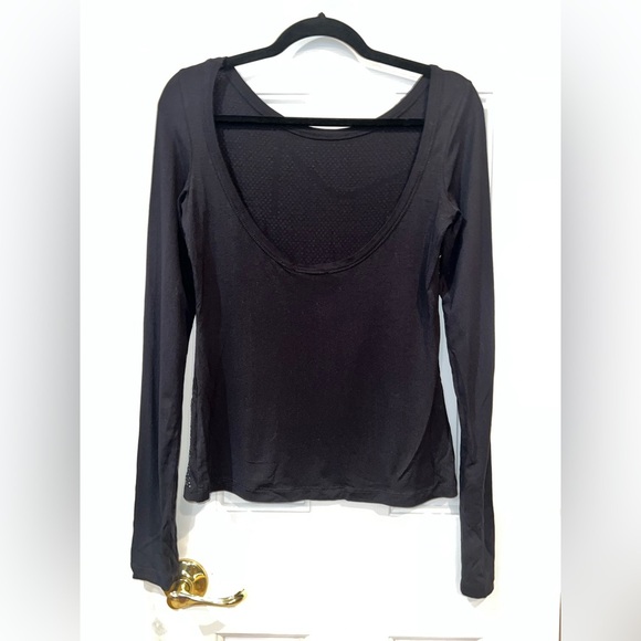 Fiorucci Crystal Rhinestone Logo Long Sleeve Top XS Black Sparkle Tee NWT - Picture 2 of 10